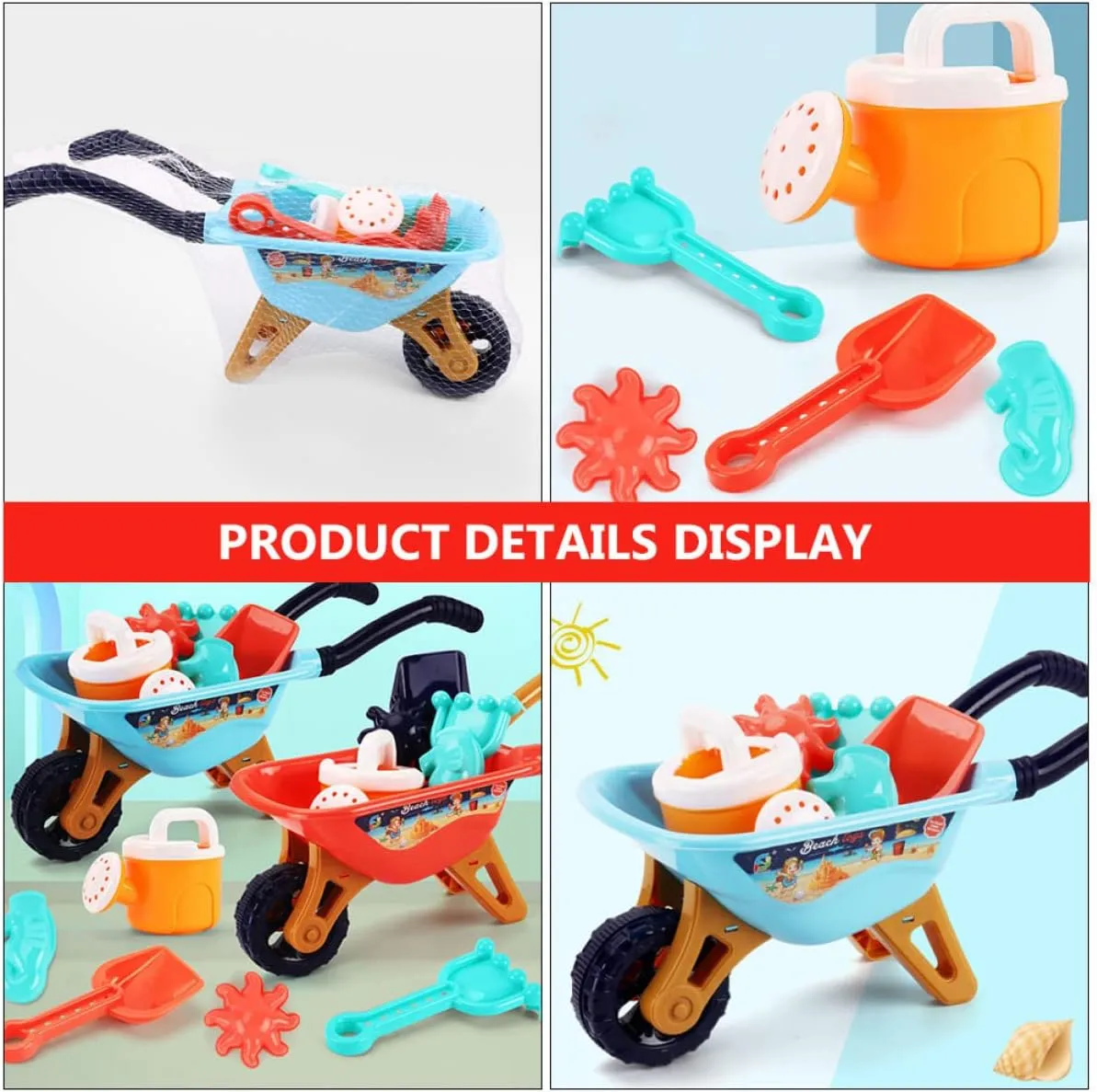 TOYANDONA 2sets Outdoor Beach Toy Sand Playthings Lightweight and Beach Cart for Fun Play Adorable Shapes to Enhance Cooperation Skills for Sand Play Activities