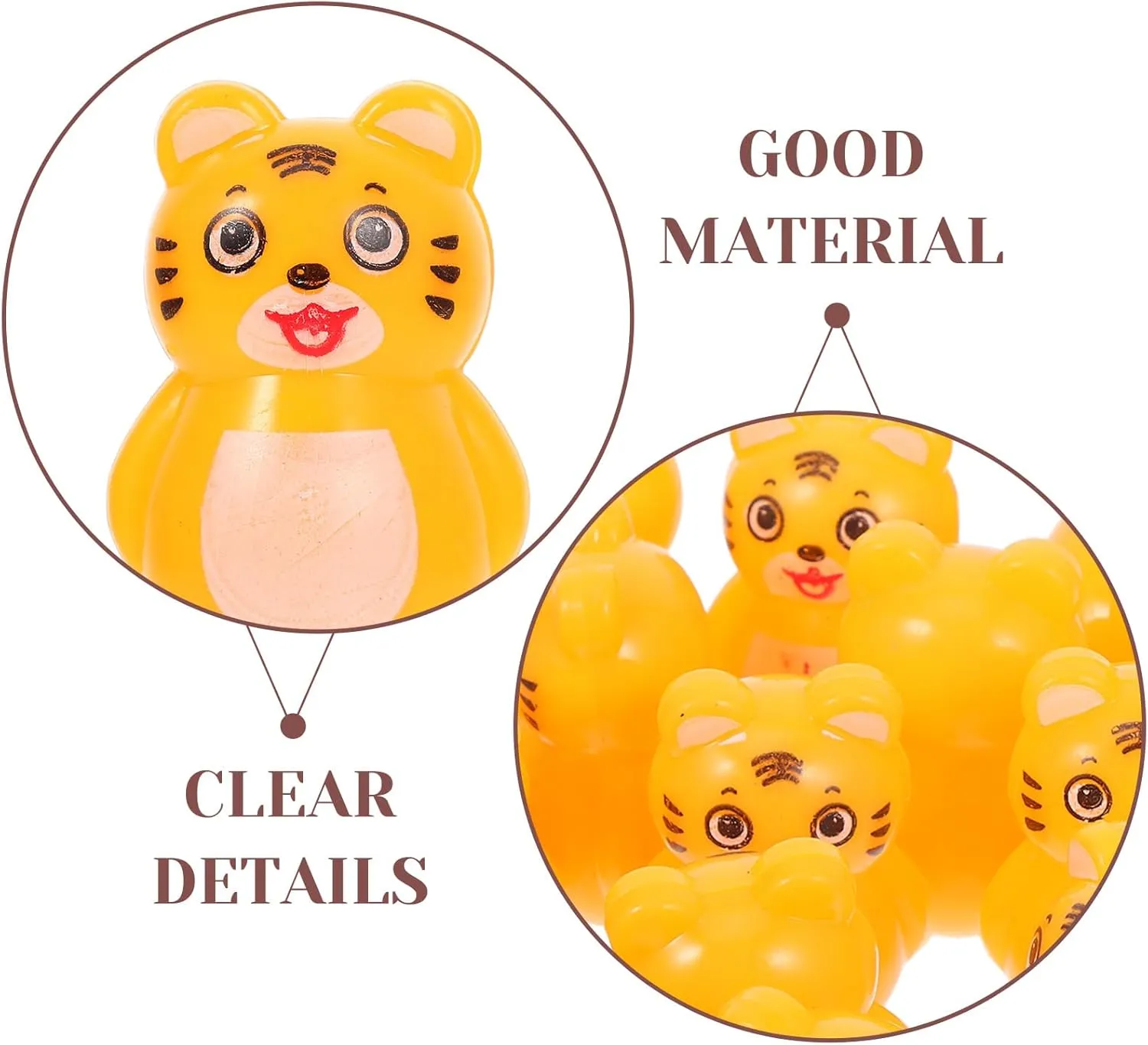 Toyvian 48 Pcs Tumbler Little Tiger Garden Statue Mini Wobble Toy Bonsai Decor New Year Lucky Mascot Spring Festival Zodiac Ornament Cars Toy Tiger Ornaments Plastic Household Model Child