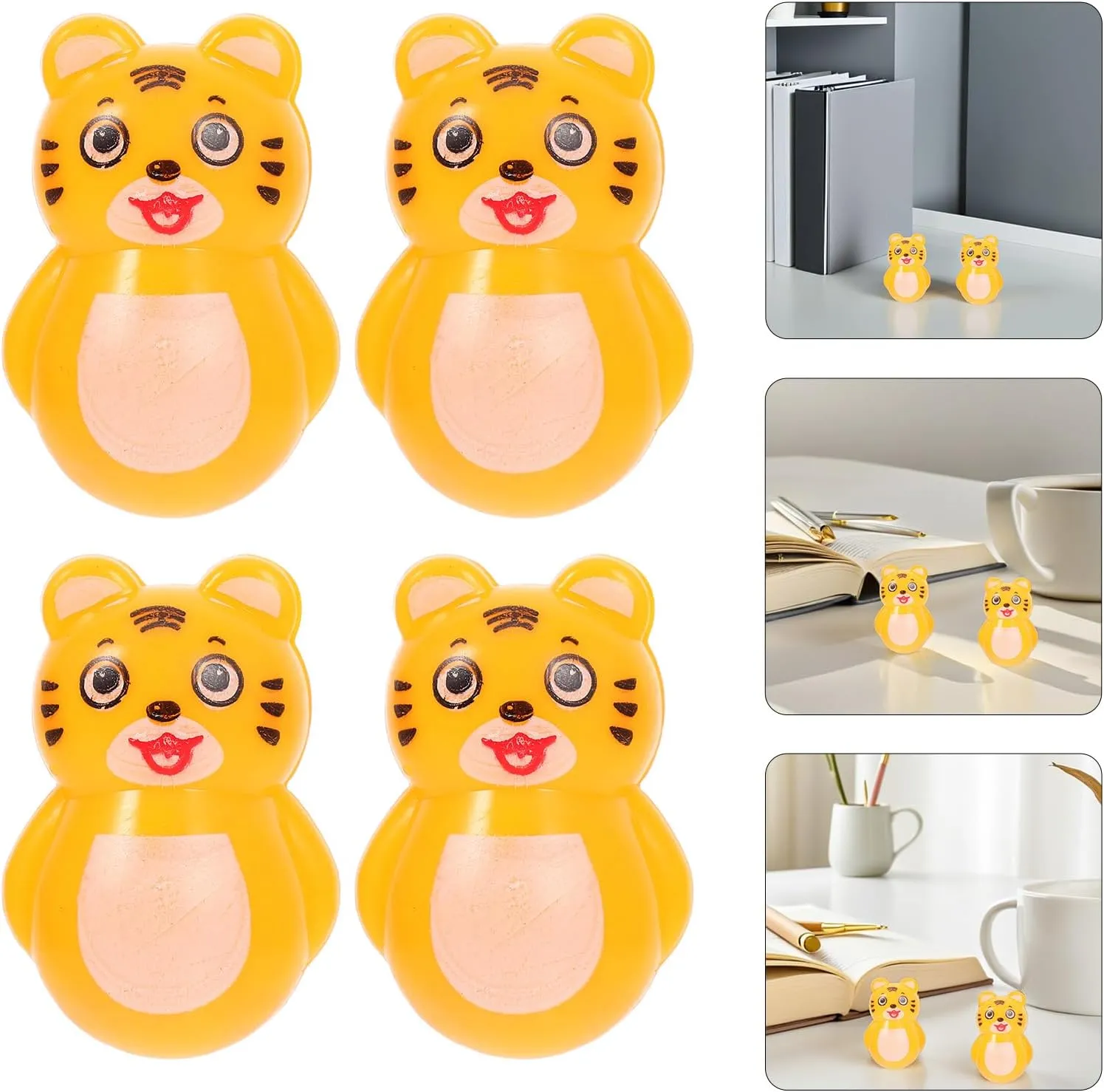 Toyvian 48 Pcs Tumbler Little Tiger Garden Statue Mini Wobble Toy Bonsai Decor New Year Lucky Mascot Spring Festival Zodiac Ornament Cars Toy Tiger Ornaments Plastic Household Model Child