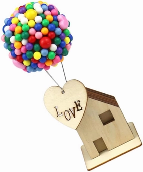 Toyvian Miniature House Wood Balloon Flying House DIY Kit Enhance Patience Creativity Ideal for Boys and Girls Adults