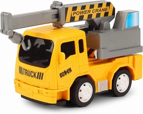 TOYZONE Friction Powered Mini Truck Series | BPA Free | Friction Powered Toy | Unbreakable City Service Truck | Pull Back | Push & Go Crawling Toys (Contruction Vehicle Crane)