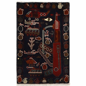 Traditional Rug Handmade Rug Oriental Rug War Rug Blue Small Rug