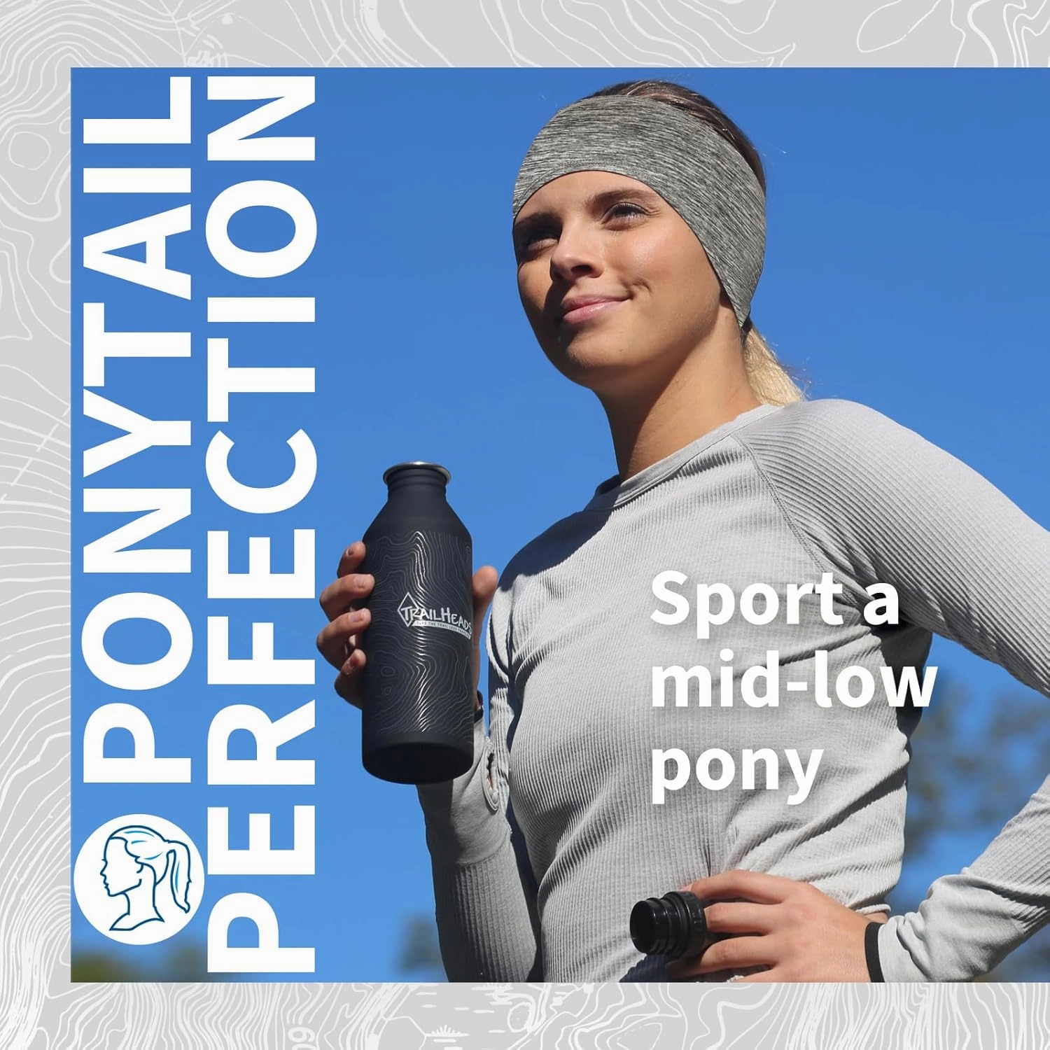 TrailHeads Womens Ponytail Headband - Moisture Wicking Hair Headband for Running, Winter, Workout - Athletic Headband Women