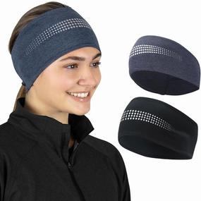 TrailHeads Womens Ponytail Headband - Reflective, Moisture Wicking Hair Headband for Running, Winter - Adrenaline Series