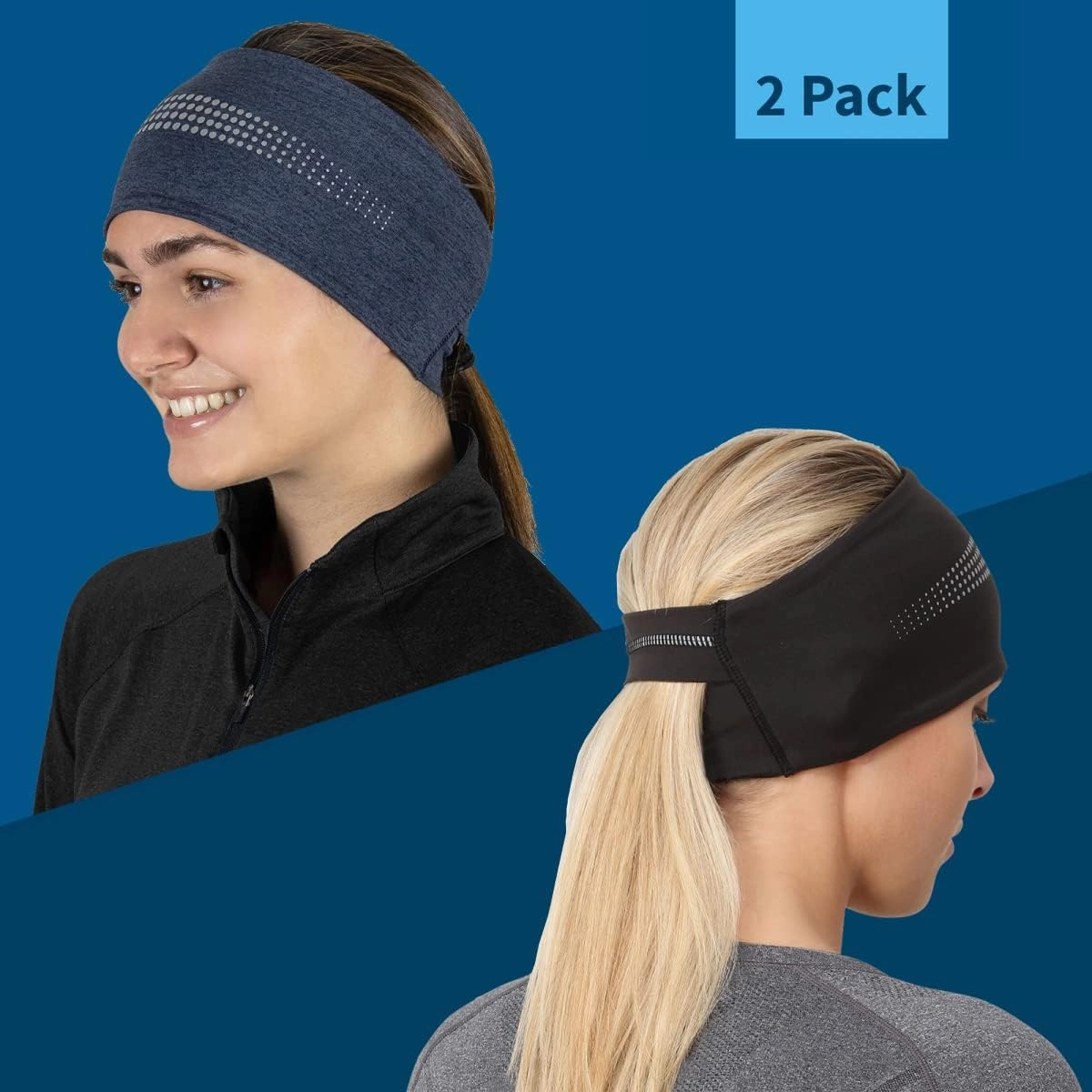 TrailHeads Womens Ponytail Headband - Reflective, Moisture Wicking Hair Headband for Running, Winter - Adrenaline Series