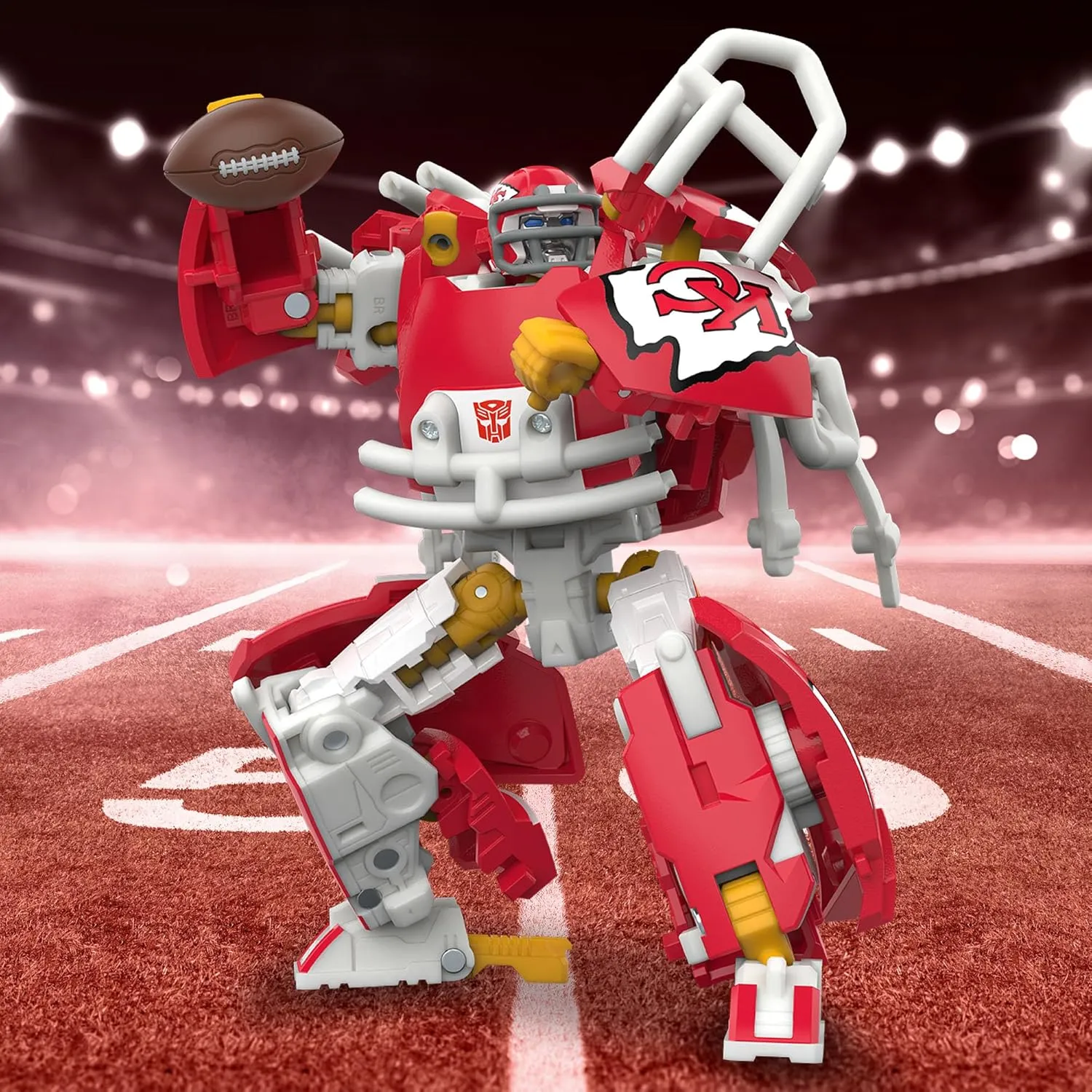 Transformers NFL Kansas City Chiefs KC-59, 5.5-Inch Action Figure Changes from Robot to Helmet, Football Toys for Ages 8 
