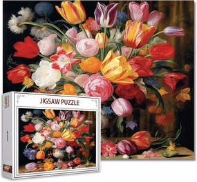 Tulips Flowers Vintage Vase Jigsaw Puzzles