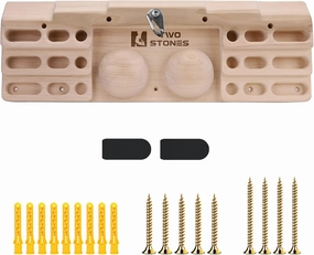 TWO STONES Wooden Hangboard Rock Climbing Pull Up Bar Designed Training for Climbing, Wooden Fingerboard Climbing Training Board for Building Core Strength and Endurance (CJ-HB2003)