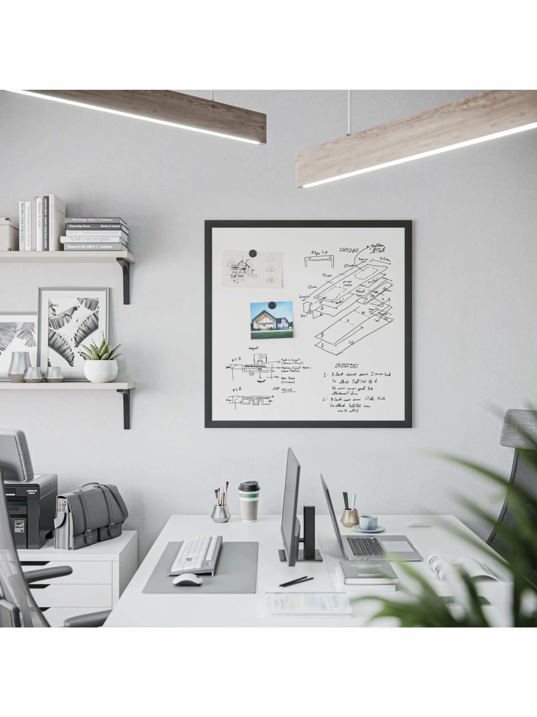 U Brands Black Wood-Style Frame Magnetic Dry Erase Board, 36" x 36" (Actual Size 35" x 35")