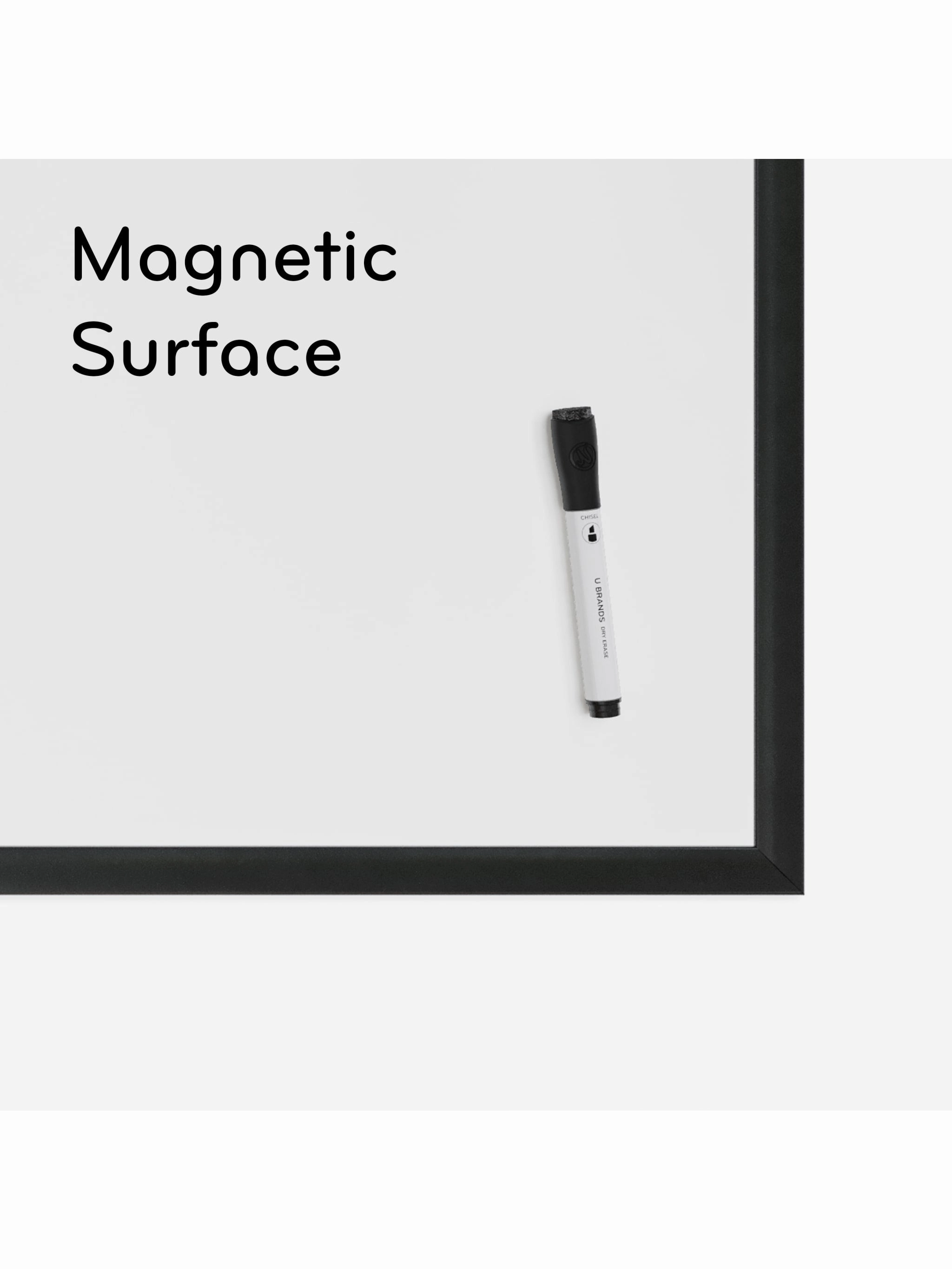 U Brands Black Wood-Style Frame Magnetic Dry Erase Board, 36" x 36" (Actual Size 35" x 35")
