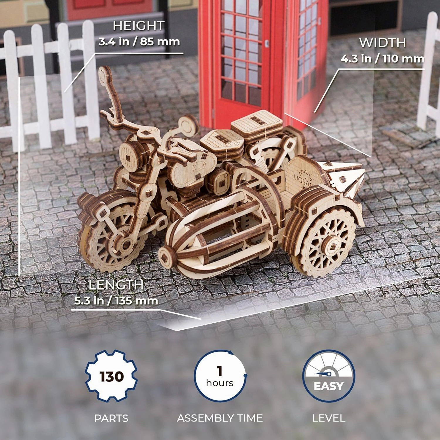 UGEARS Hagrid's Flying Motorbike™ 3D Puzzle - Wooden Model Kit for Adults to Build - Mechanical Bike Motorcycle Making Kit - 3D Jigsaw Puzzle Wood Vehicle - Harry Potter™ Collection DIY Brain Teaser