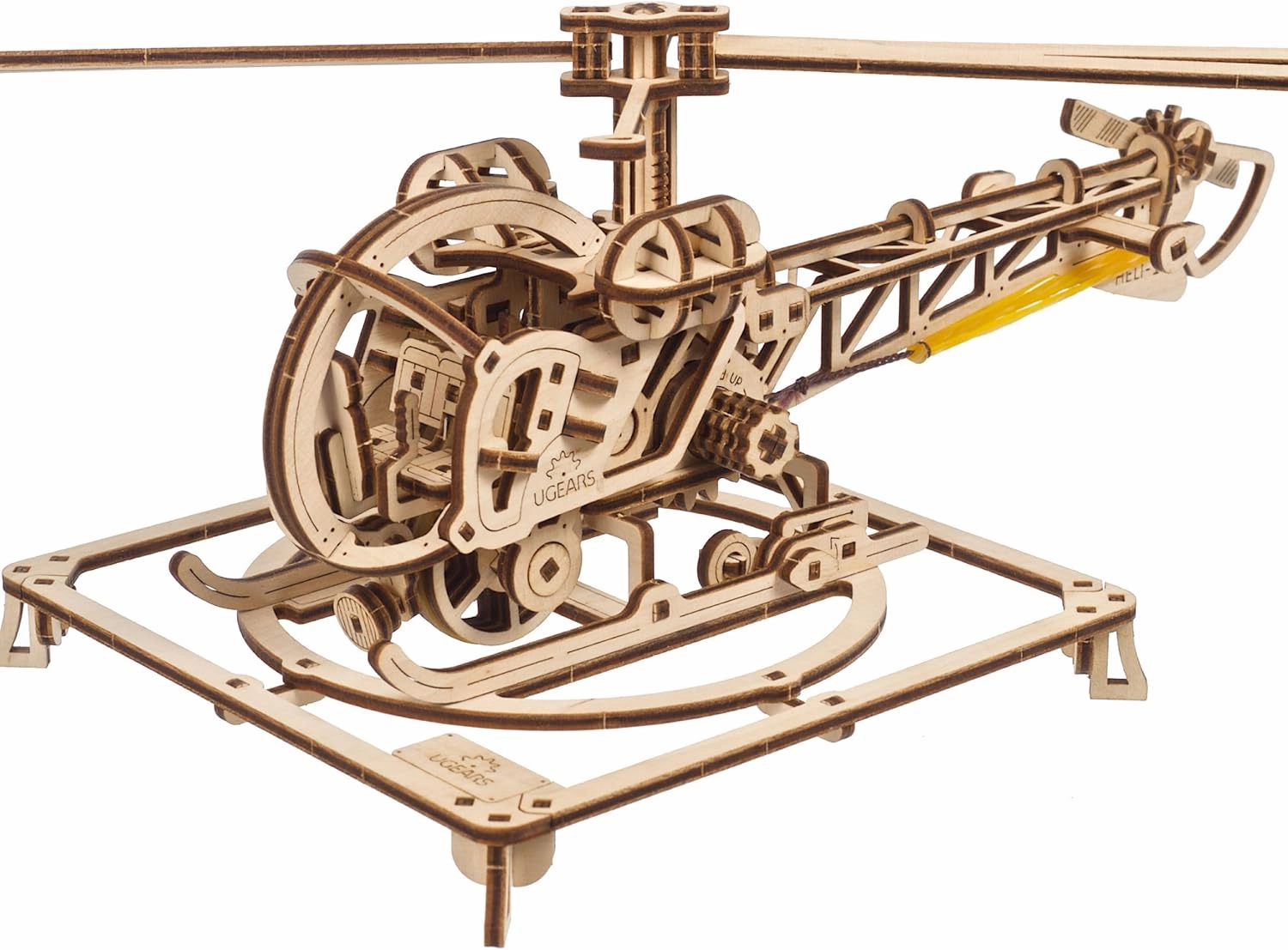 UGEARS Mini Helicopter - 3D Wooden Puzzle, 167 Pieces, Realistic Mechanical Model for Adults and Teens