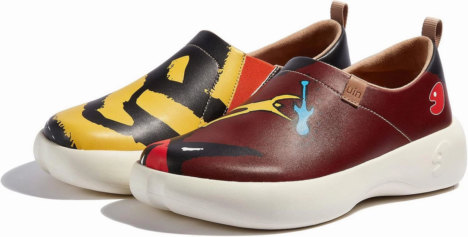 UIN Women's Art Painted Fashion Sneaker Wide Toe Lace-up Lightweight Comfort Walking Travel Shoes Bartello