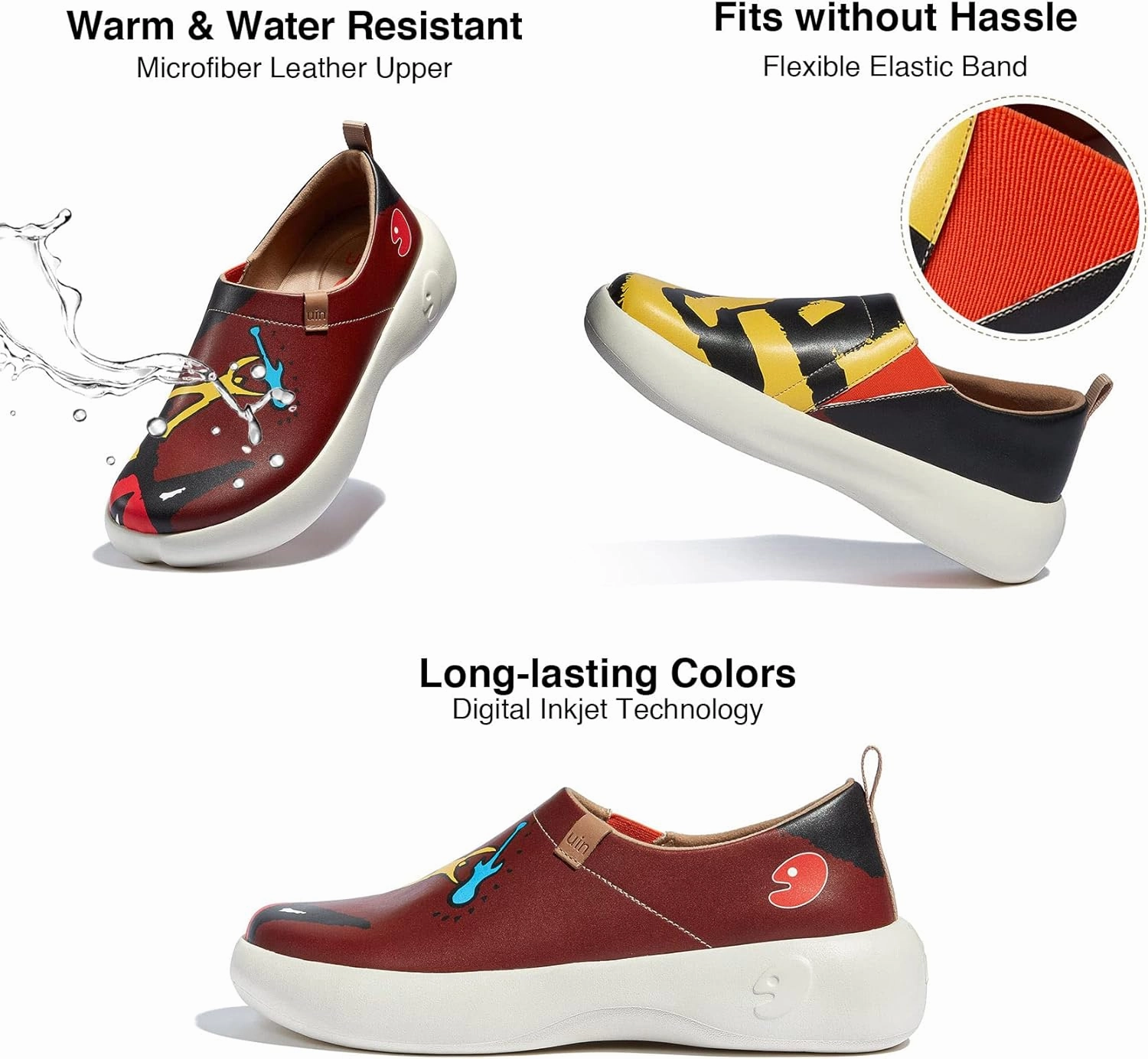 UIN Women's Art Painted Fashion Sneaker Wide Toe Lace-up Lightweight Comfort Walking Travel Shoes Bartello