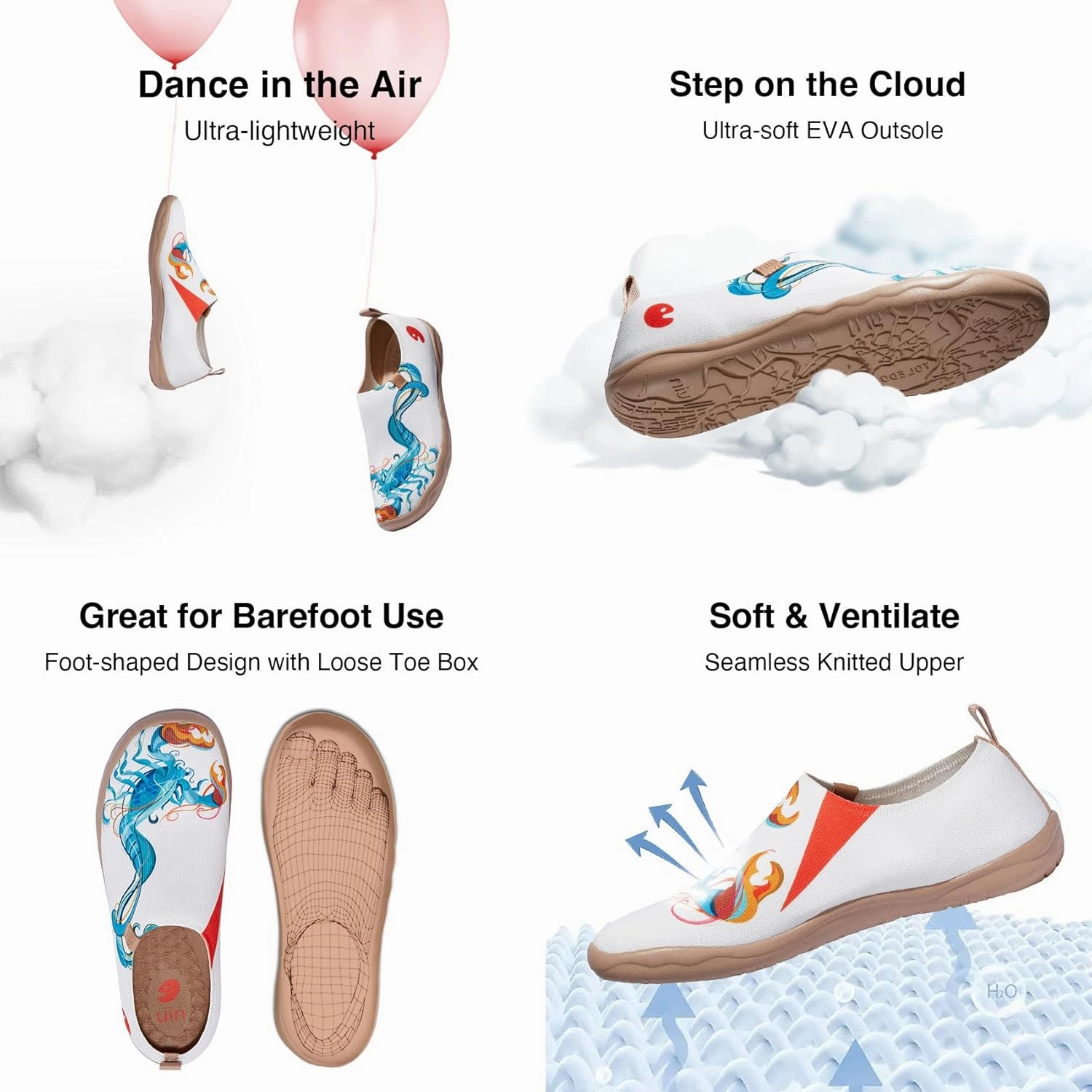 UIN Women's Art Painted Travel Shoes Slip On Casual Knit Loafers Lightweight Comfort Fashion Sneaker Constellation Toledo Ⅰ