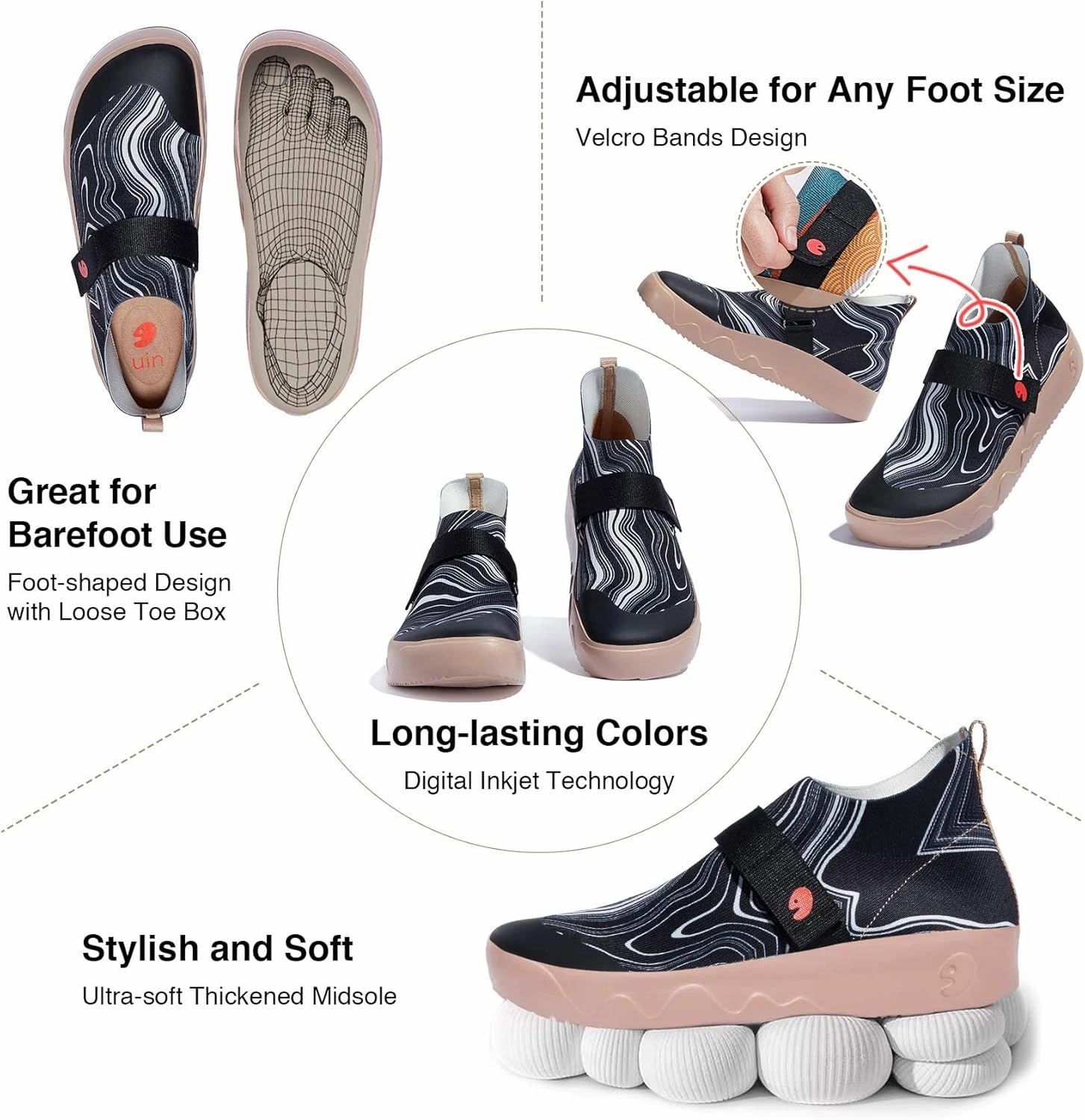 UIN Women's Art Painted Travel Shoes Slip On Casual Loafers Lightweight Comfort Fashion Sneaker Fuerteventura
