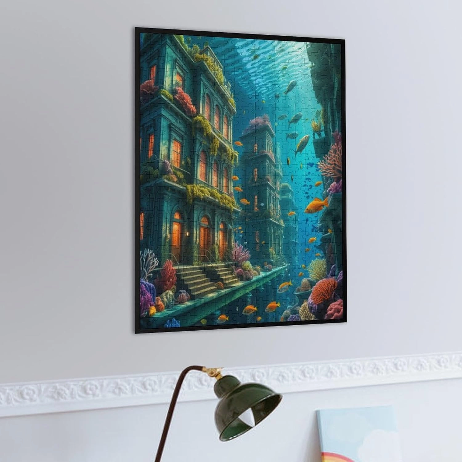 Underwater Cityscape,Coral,Sea Life,Fish 500 PCS Wooden Jigsaw Puzzle for Adults,Family or Elderly,Art Home Decor DIY Funny Parent-Child Educational Game Toy Puzzle Gift for Mom,Wife,Friend