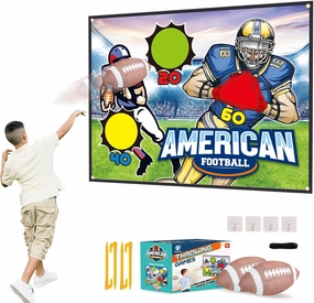 UNIH Football Toss Games for Kids, Football Throwing Target Toy with Velcro Goal, Soft Footballs, Fun Indoor Outdoor Backyard Party Game Sports Toys, for Boys Girls and Family