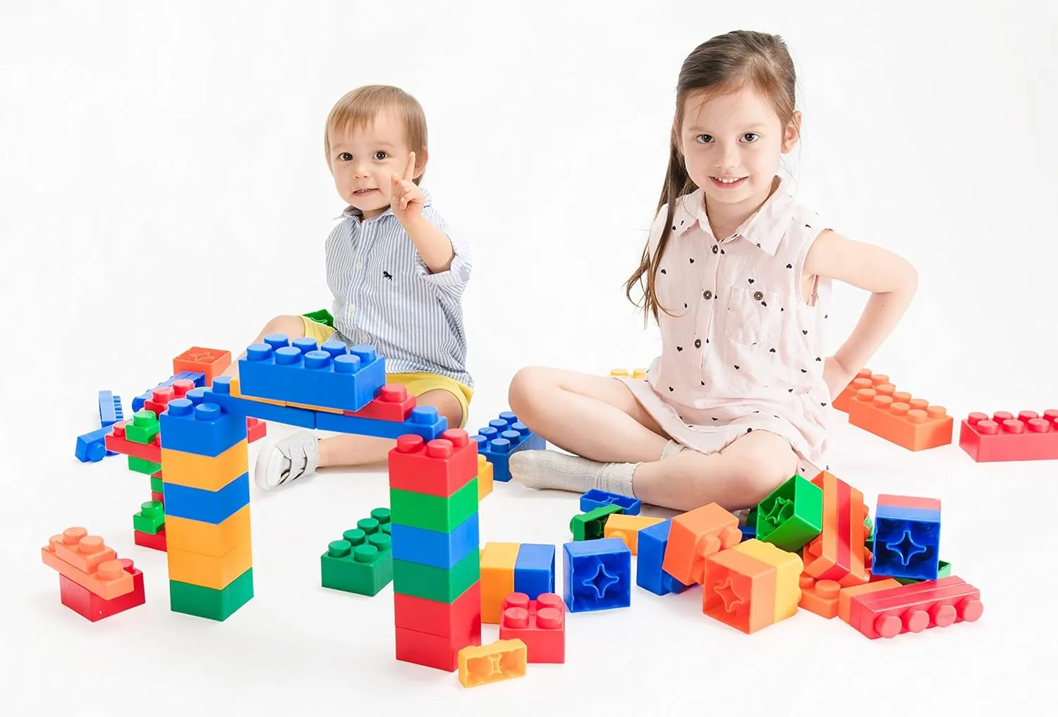 UNiPLAY Mix Soft Building Blocks - 34-Piece Set for Infant Early Learning, Cognitive Development, and Toddler Creative Play - Ages 3 Months 