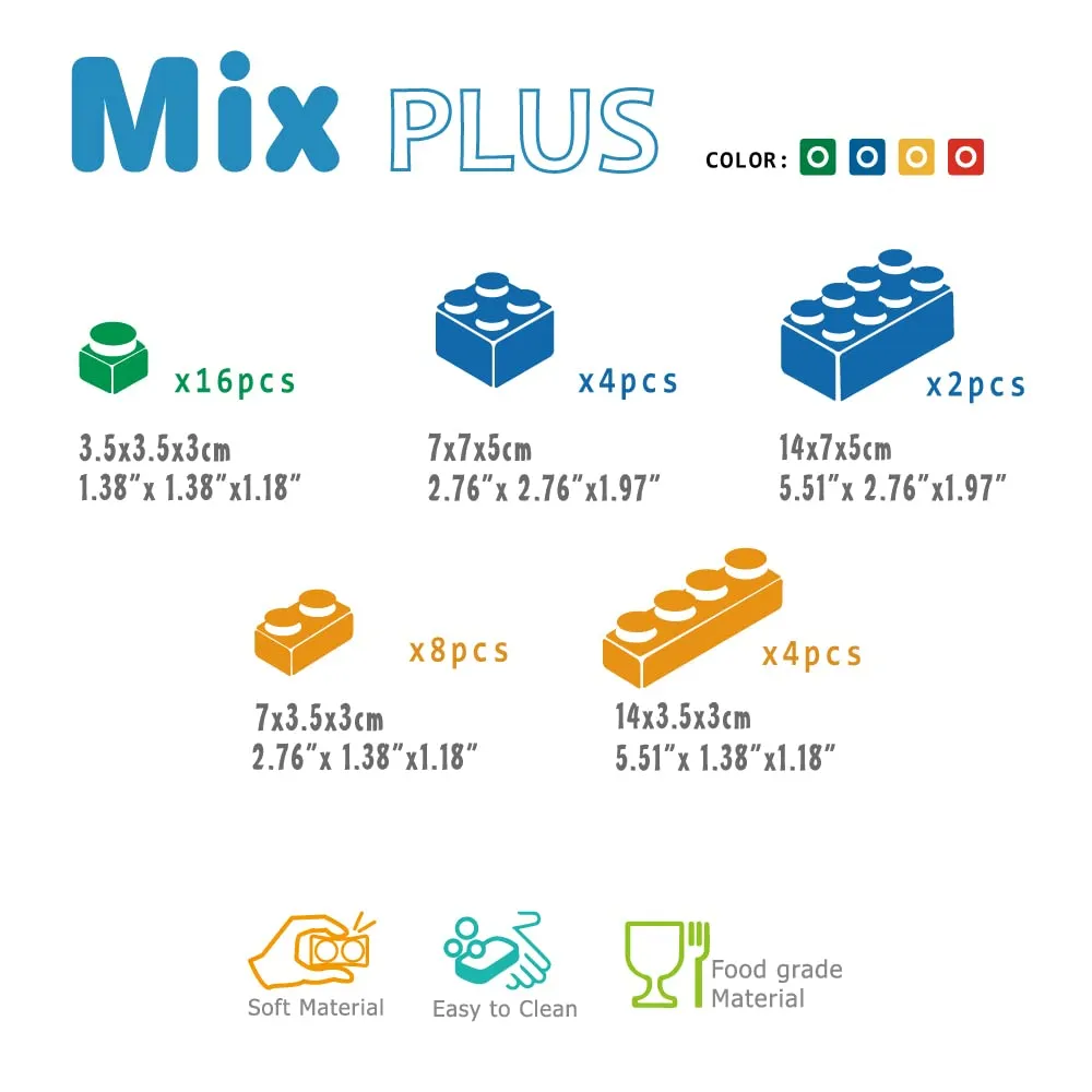 UNiPLAY Mix Soft Building Blocks - 34-Piece Set for Infant Early Learning, Cognitive Development, and Toddler Creative Play - Ages 3 Months 