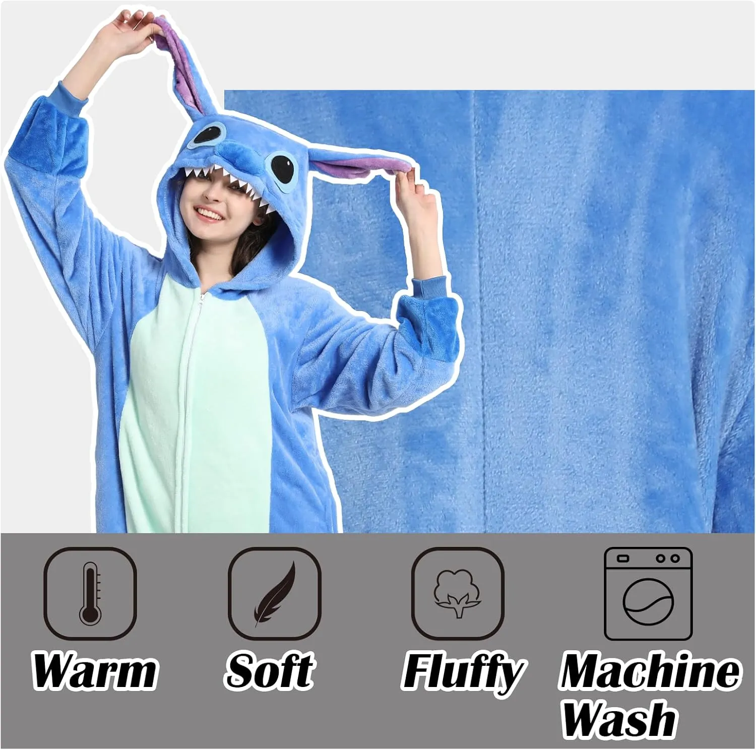 Unisex Adult Animal Onesie Pajamas, Mens Womens Flannel Halloween Cosplay Costume/Homewear/Sleepwear