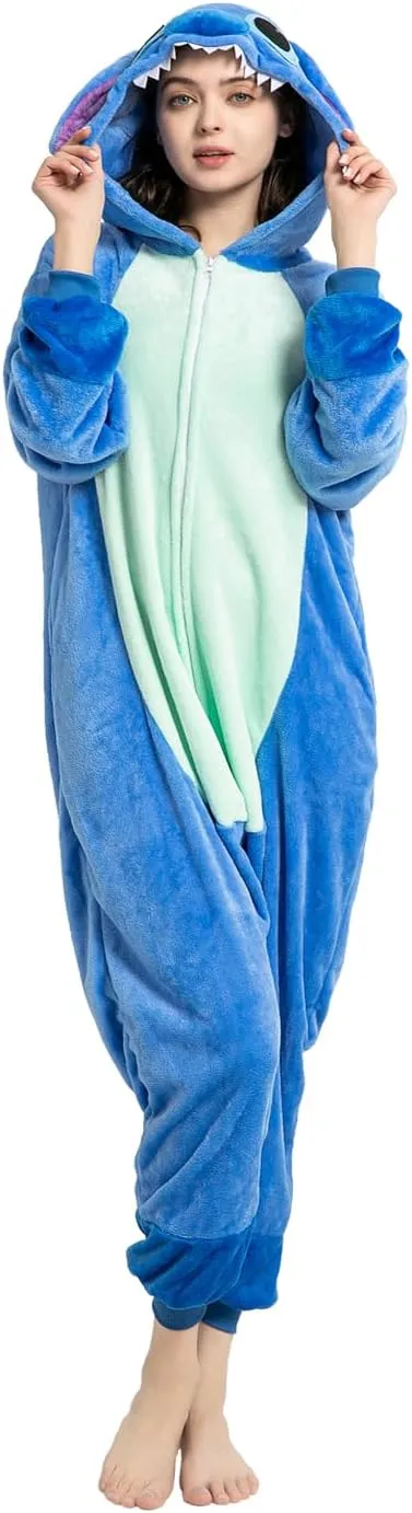 Unisex Adult Animal Onesie Pajamas, Mens Womens Flannel Halloween Cosplay Costume/Homewear/Sleepwear