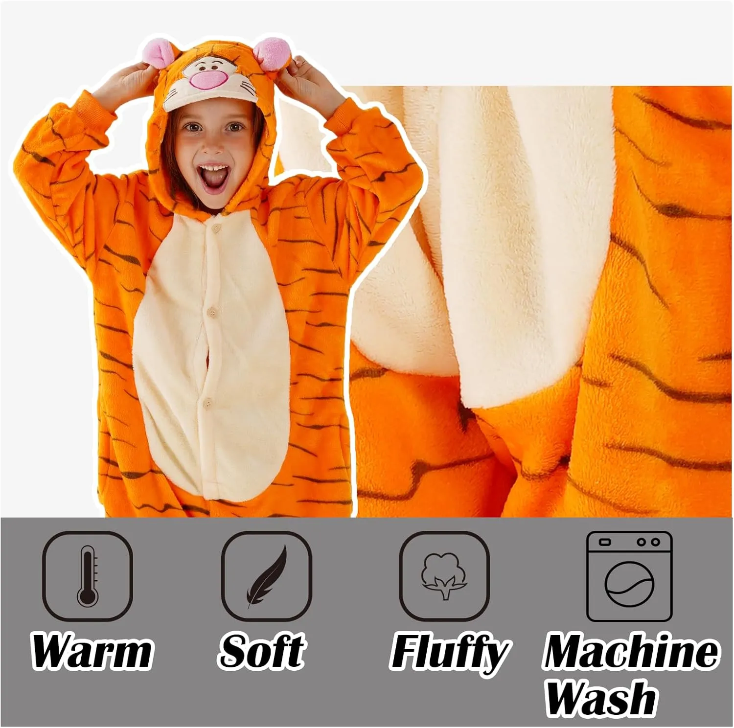 Unisex Children Animal Onesie Pajamas,Kids Flannel Halloween Cosplay Costume/Homewear/Sleepwear