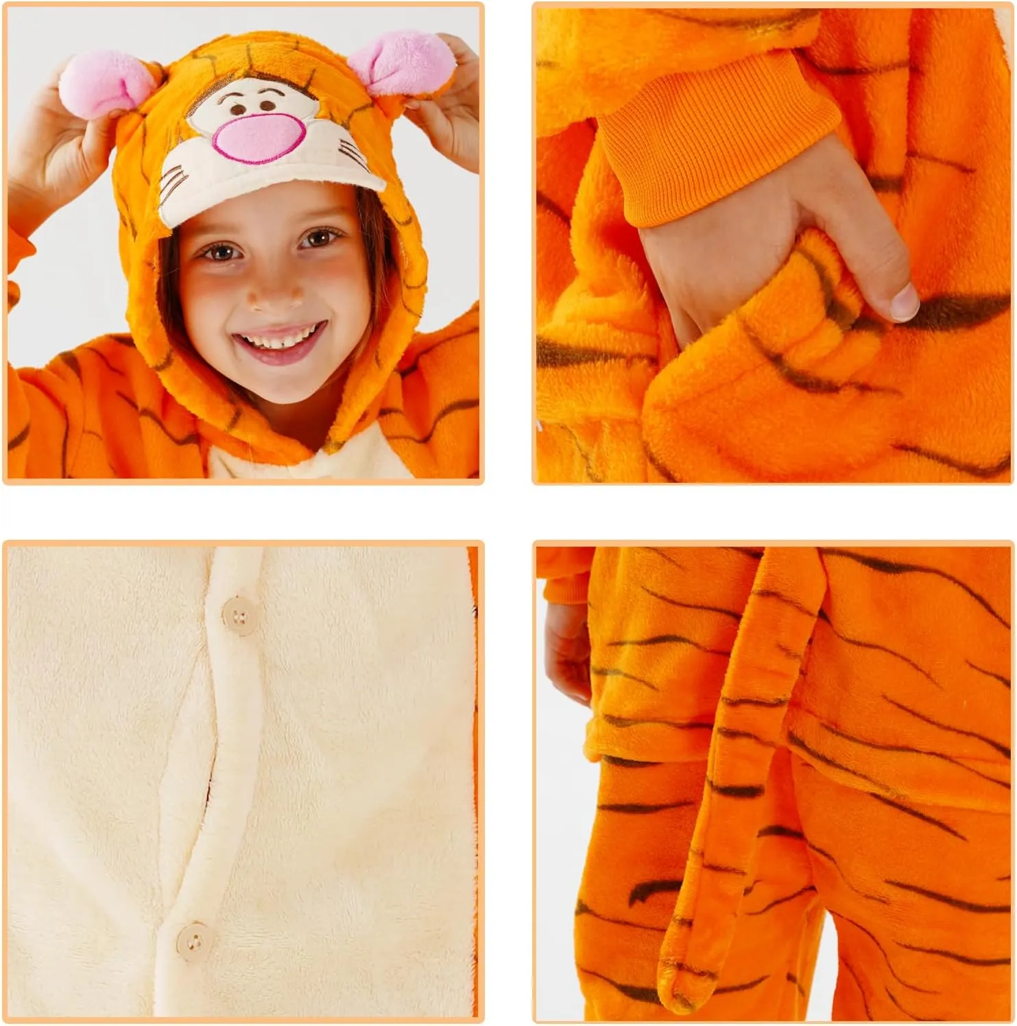Unisex Children Animal Onesie Pajamas,Kids Flannel Halloween Cosplay Costume/Homewear/Sleepwear