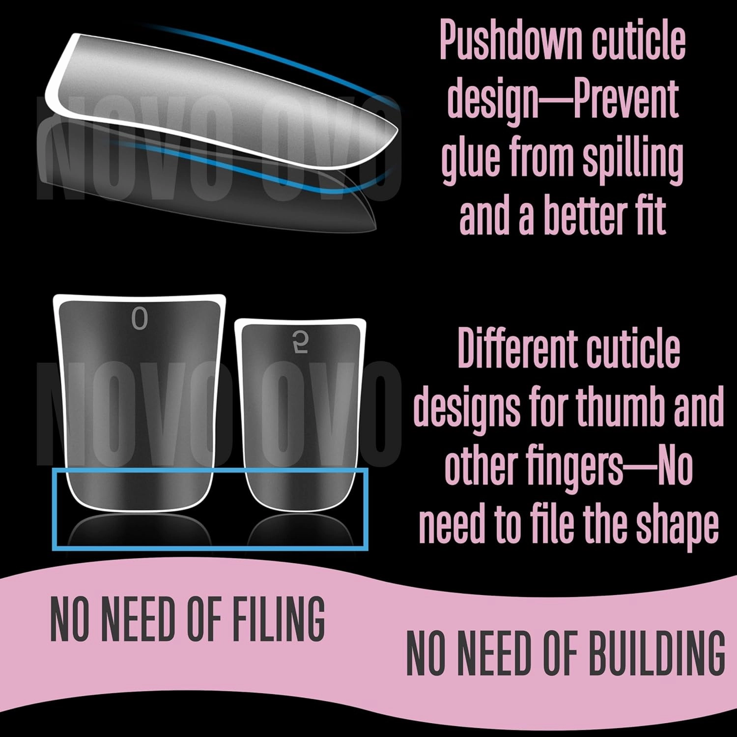 Upgraded Extra Thick Short Duck Feet Nail Tips Full Cover for Press on Acrylic, Clear Pre-Etched Matter Flare Wide French Soft Gel Fake False Nail Extension Full Coverage x 12 Sizes 360 pcs