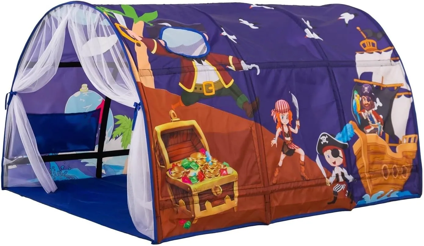 Upgrate Bed Tent Boys Girls Dream Canopy Tents with Net Curtain for Kids Privacy Space Portable Play Tent for Kids 55"×39"×31"(PirateB)