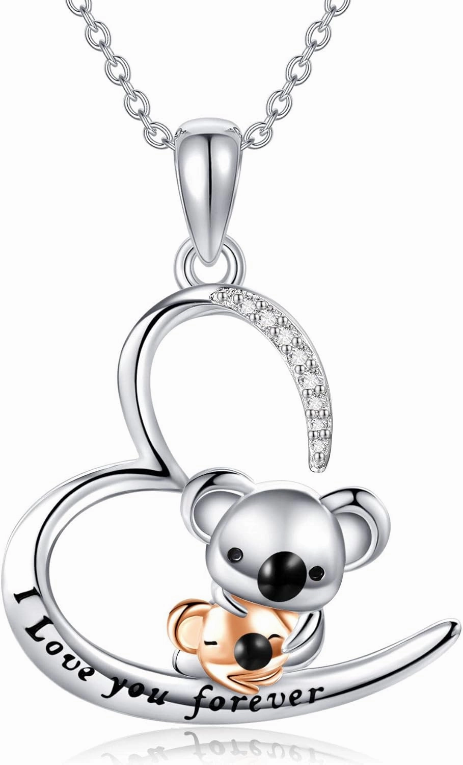 URONE 925 Sterling Silver Elephant/Dinosaur/Monkey/Otter/Koala/Panda/Mama Bear/Rabbit/Sloth/Highland Cow Necklace Animal Pendant Jewelry Gift For Women
