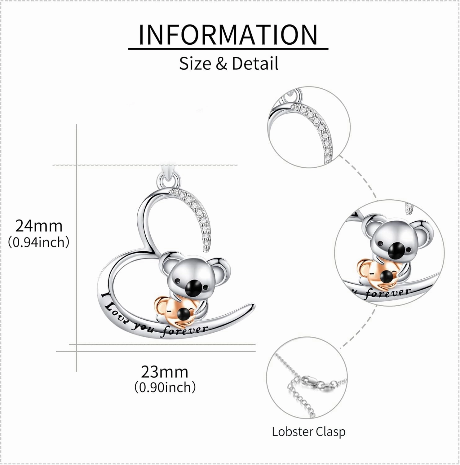 URONE 925 Sterling Silver Elephant/Dinosaur/Monkey/Otter/Koala/Panda/Mama Bear/Rabbit/Sloth/Highland Cow Necklace Animal Pendant Jewelry Gift For Women