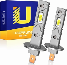 Ursprung Upgraded H1 Bulbs, Super Brighter 6500K No Adapter Required, Non-Polarity, Plug and Play Easy Install, 1:1 Mini Size H1 Fog Lights, Pack of 2
