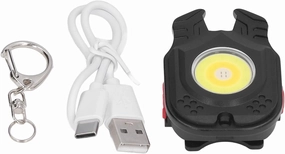 USB Pocket COB Flashlight, 500LM Keychain Light Multifunctional COB Light with Bracket Magnet Base USB Charging