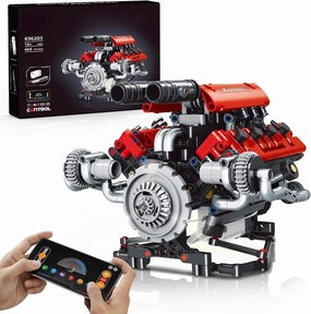 V8 Engine That Works, Visible Car Engine Model Kit with Motor and Lights, Build Your Own Car Engine Kit with App Control Kit, STEM Toys Gifts for Kids Adults 14  (660 PCS)