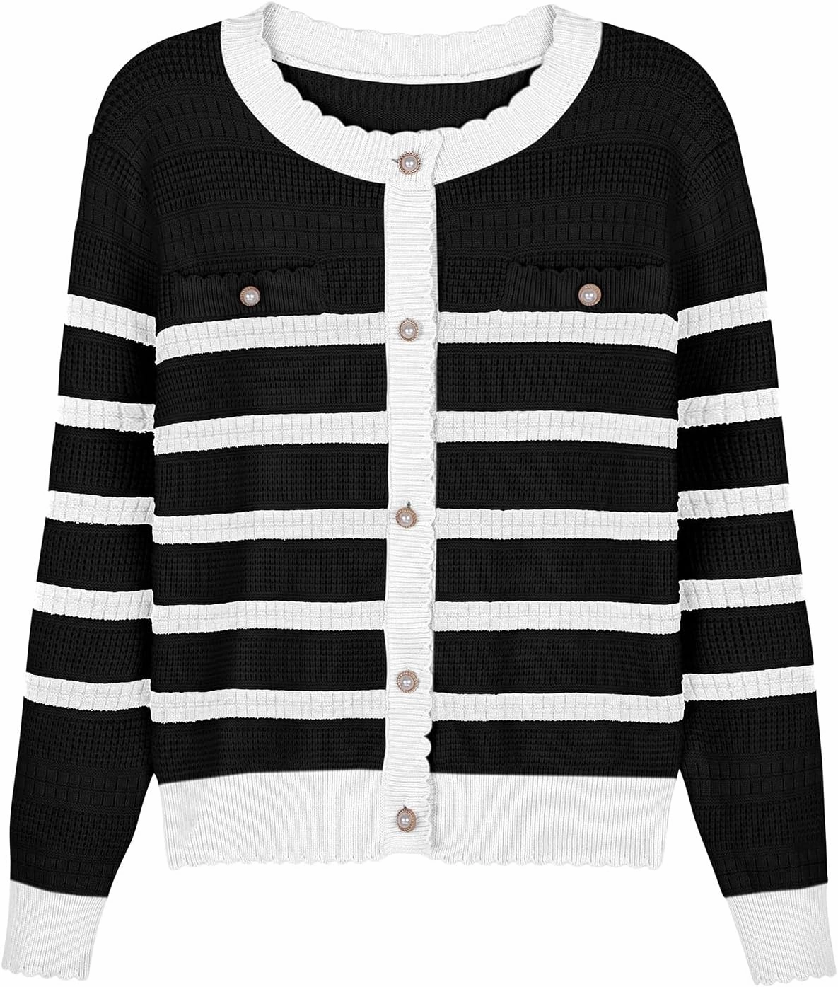 V FOR CITY Cardigan Blazers for Women Knit Tweed Jacket Winter Chunky Cardigans Button Down Sweater Coat with Pockets