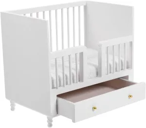 Vaguelly Miniature Wooden Dollhouse Bed Furniture for Boy Girl Chic Scale Crib Model with Mattress Cute Accessory for Dollhouse Decoration Birthday Boy Girl's Day Present