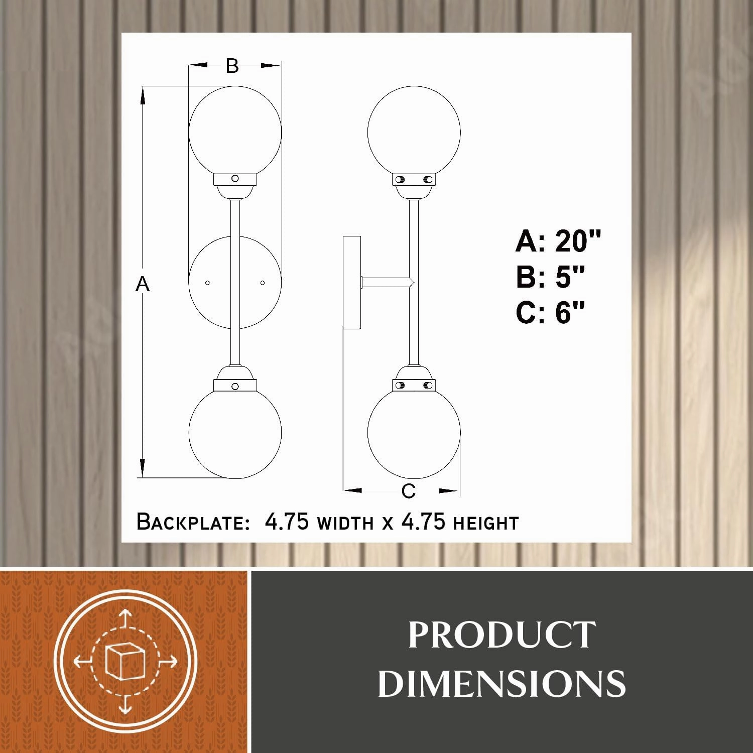 VAXCEL Orbit 2 Light Brass and Oil Rubbed Bronze Industrial MCM Wall Sconce Clear Glass Globe