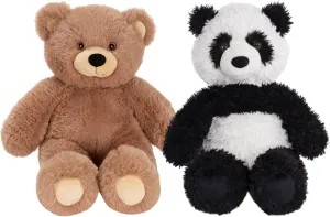 Vermont Teddy Bear Bundle – 18" Oh-So-Soft Panda & 18" Cuddly Brown Bear – Ultra-Soft Plush Gift Set with Recycled Stuffing, Bear Hospital Care, Hand-Finished in Vermont