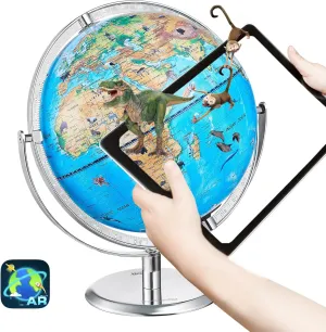 VEVOR World Globe for Kids, Illuminated Interactive AR Educational Globes with LED Night Light, 720° Rotation, STEM Toy Gifts for Boys Girls Age 4-10, Ideal Christmas Gift for Kids