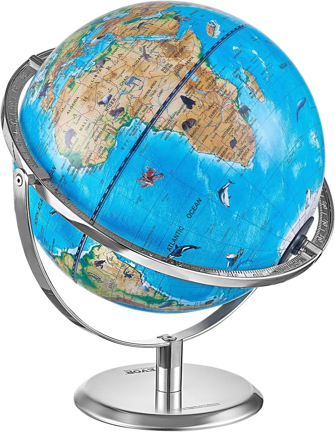 VEVOR World Globe for Kids, Illuminated Interactive AR Educational Globes with LED Night Light, 720° Rotation, STEM Toy Gifts for Boys Girls Age 4-10, Ideal Christmas Gift for Kids