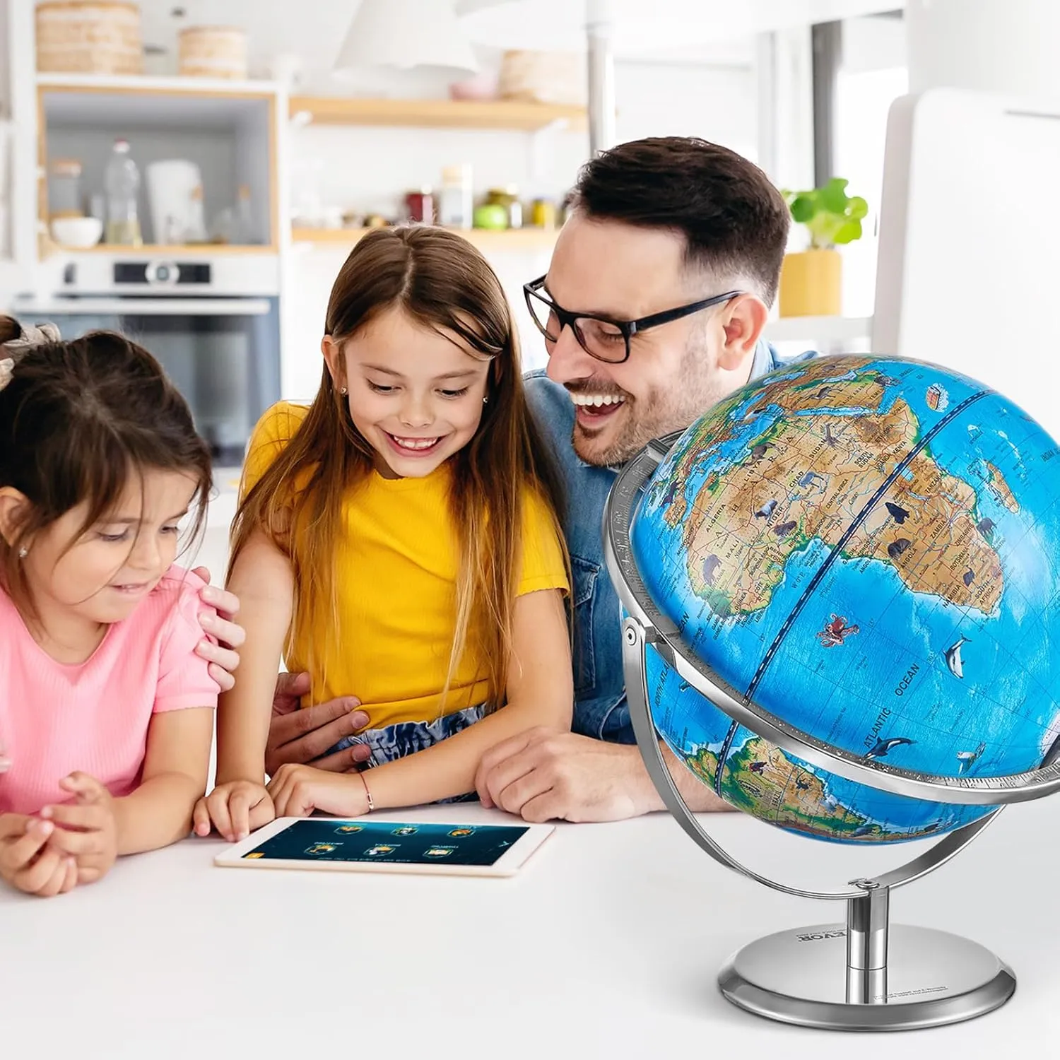 VEVOR World Globe for Kids, Illuminated Interactive AR Educational Globes with LED Night Light, 720° Rotation, STEM Toy Gifts for Boys Girls Age 4-10, Ideal Christmas Gift for Kids