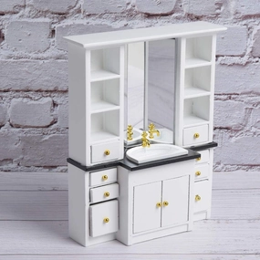 VGEBY Miniature Furniture, 1/12 Dollhouse Mini Basin Cabinet Miniature Furniture for Bathroom Kitchen Decoration Dollhouse Accessories (White) Mini Doll Accessories Bathroom