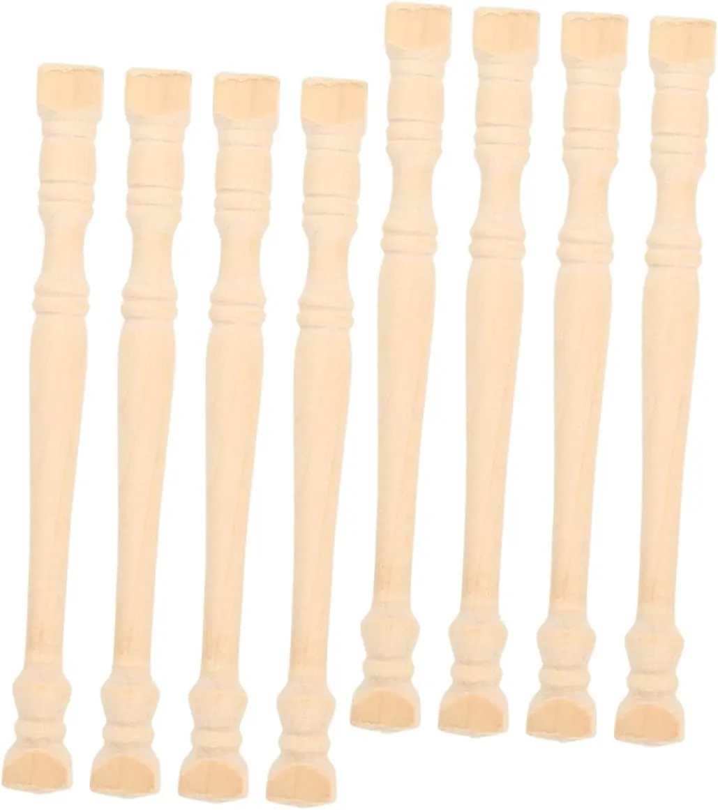 VICASKY 1:12 Scale Mini Pillar Models 8 Pcs Wood Pillars Miniature Furniture Mini House Decor Boys and Girls' Creative Play