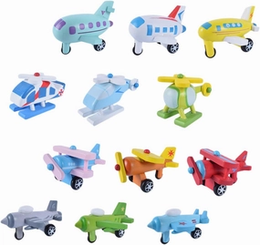 VICASKY 12Pcs Wooden Mini Airplane for Planes Safe Educational Models for Boys for Home Office Decoration and Playtime