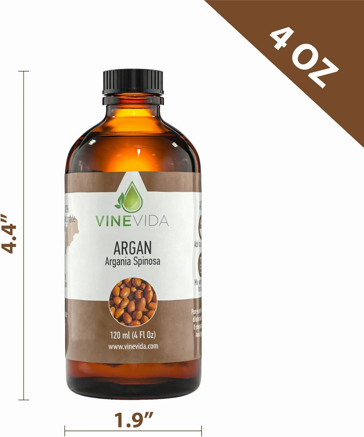 VINEVIDA Argan Carrier Oil 4 oz - Undiluted Argan Oil 4 oz - Argan Candle Oil Scent - DIY Candle Scents for Candlemaking - Bulk Carrier Oil for Soap Making Safe for Skin