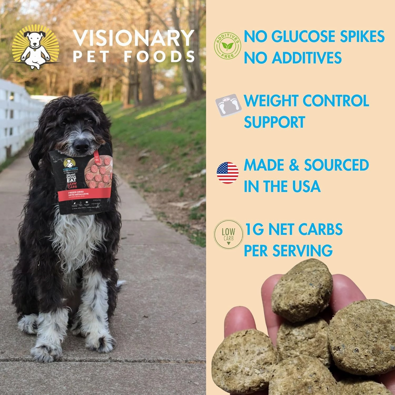 Visionary Pet Foods Beef Freeze Dried Real Meat Dog Treats, 310x Healthy Treats, Low Carb, Grain Free – Organic, Human Grade Food, Freeze Dried Dog Training Treats, Value Size 25oz