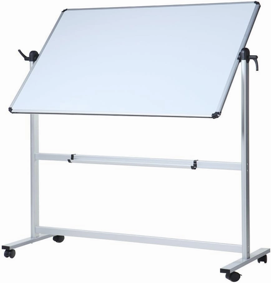 VIZ-PRO Double-Sided Magnetic Mobile Whiteboard, 48 x 36 Inches, Aluminium Frame and Stand