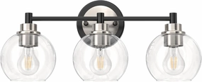VONLUCE Bathroom Light Fixtures, 3-Light Vanity Light with Globe Glass Shades E26 Sockets, Bathroom Lights Over Mirror for Bedroom Hallway Living Room, Black & Nickel Finish