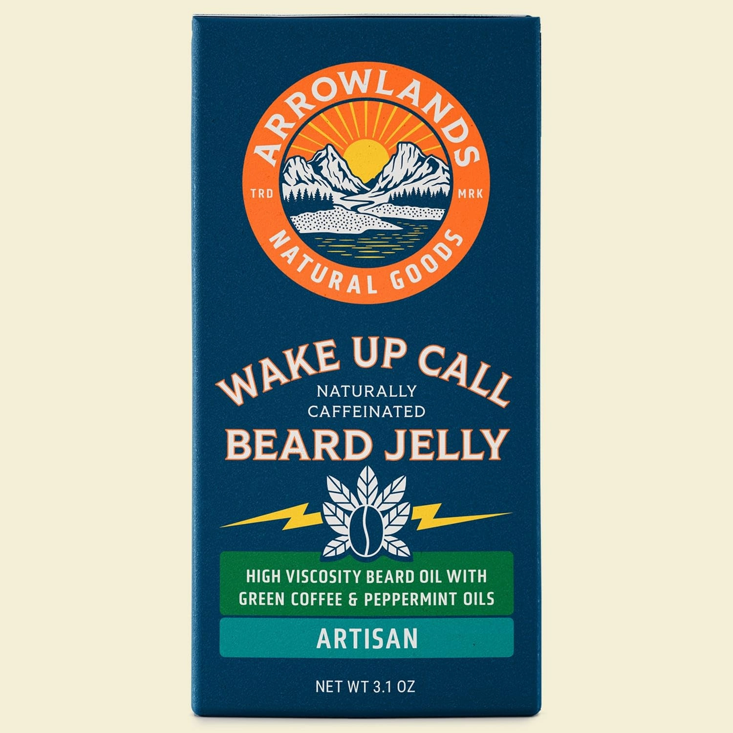 Wake Up Call Beard Jelly - Caffeine Beard Growth Oil with Virgin Green Coffee Oil & Peppermint, Natural Thickener and Moisturizer (3.1oz, Artisan)
